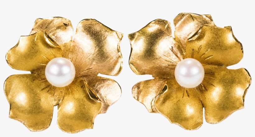 350454613, 3d Gold Flower, Pictures V - Earring, transparent png download