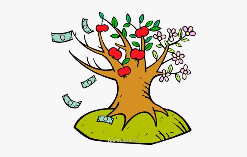 Flower, Apple And Money Tree Royalty Free Vector Clip - Arboles Con Frutos Y Flores Para Colorear, transparent png download