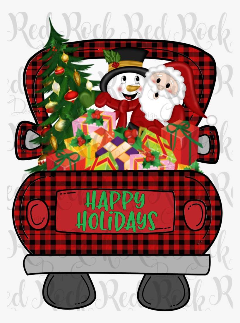 Christmas Truck With Santa & Snowman - Christmas Day, transparent png download