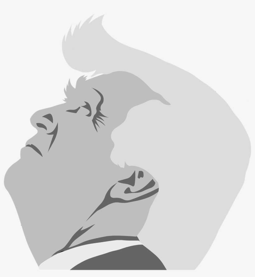 Caught Lyin' Again, Blames Fake News And Obama - Cartoon Trump Head Black And White Transparent, transparent png download