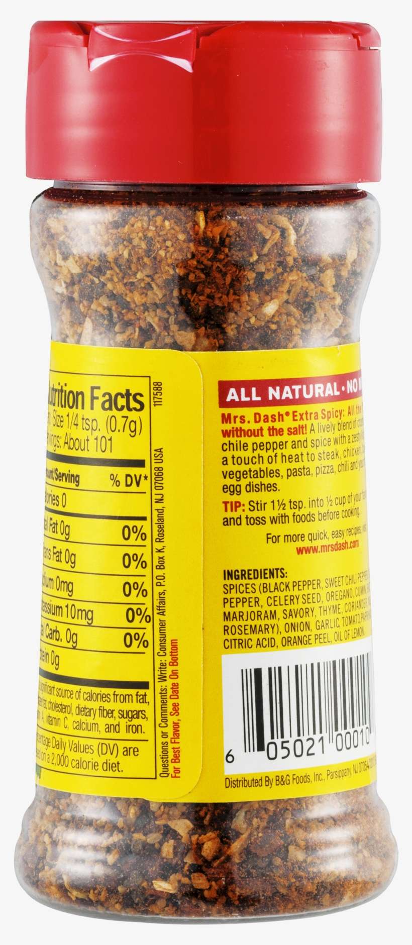 Mrs Dash Extra Spicy Salt-free Seasoning Blend - Vegan Cheese, transparent png download