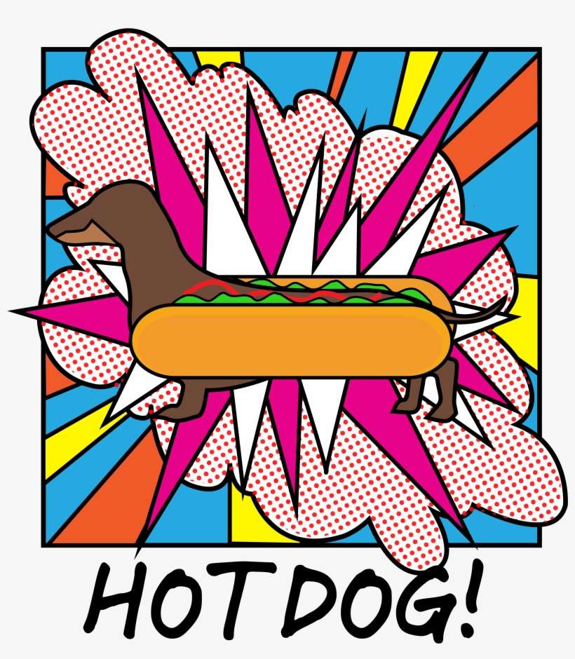 Hotdog Dachshund Dog Retro Pop Art, transparent png download
