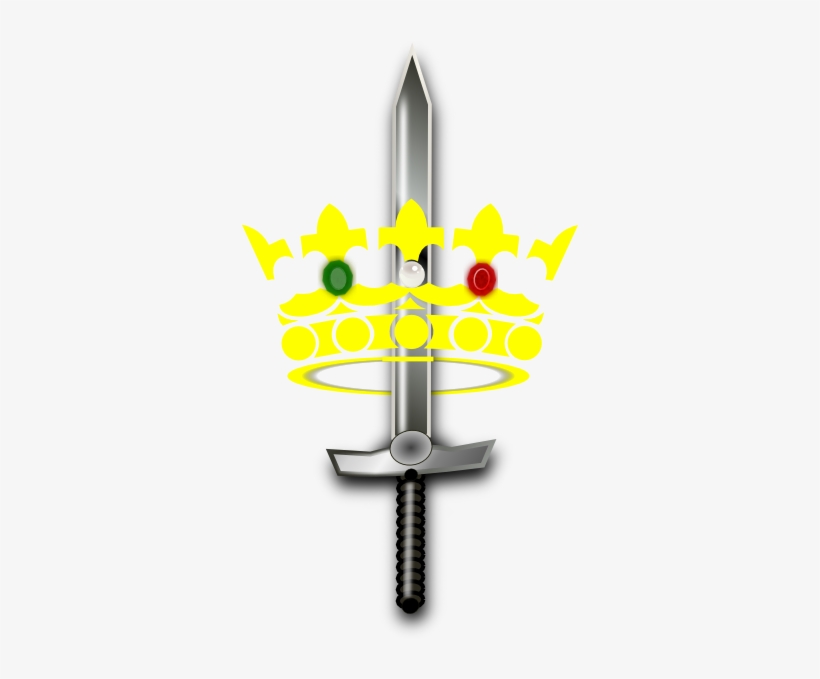Jeweled Crown And Sword Clip Art - Cartoon Crown And Sword, transparent png download
