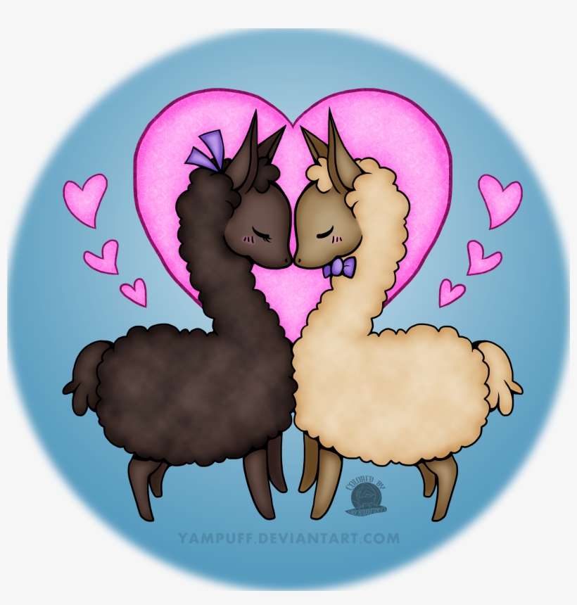 Llama Love - Cat Llama Cartoon, transparent png download