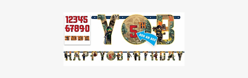 Lego Ninjago Birthday Banner - Lego Ninjago Movie Birthday Banner Kit Party Supplies, transparent png download
