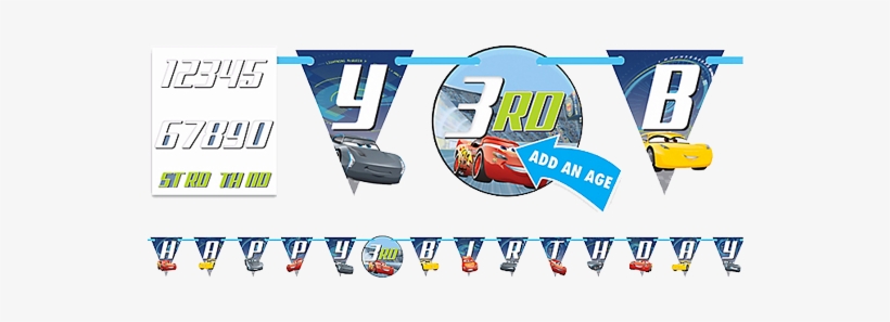 Cars 3 Happy Birthday 'add An Age' Banner - Cars 3 Party Add An Age Banners, transparent png download