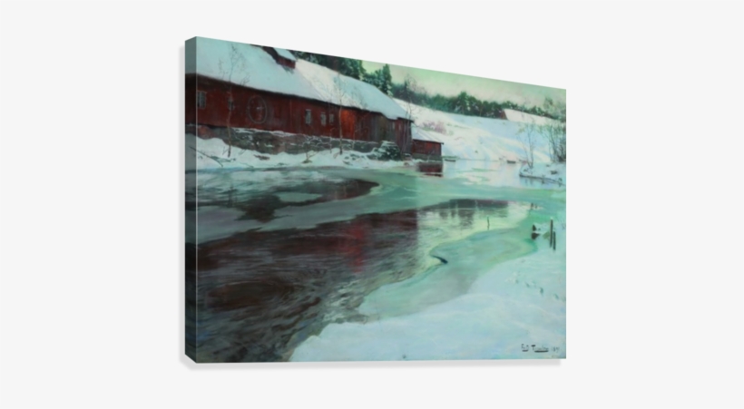 Mill In Winter Canvas Print - Printing, transparent png download