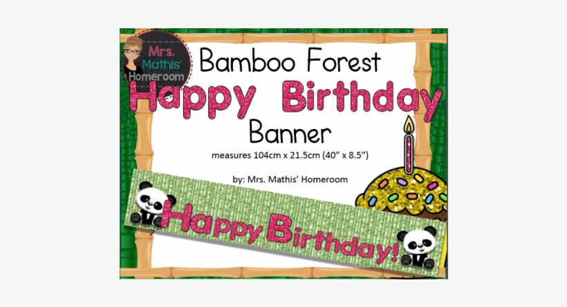Bamboo Forest Happy Birthday Banner (40"x8 - Panda, transparent png download