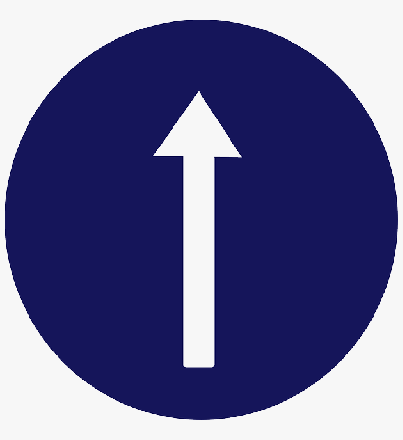 Straight, Arrow, Sign, Top, Road Sign, Street Sign - Compulsory Ahead Sign, transparent png download