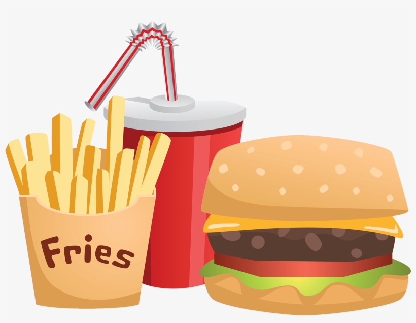 Hamburger Cheeseburger Fast Food Junk Food French Fries - Comida Chatarra Dibujo Png, transparent png download