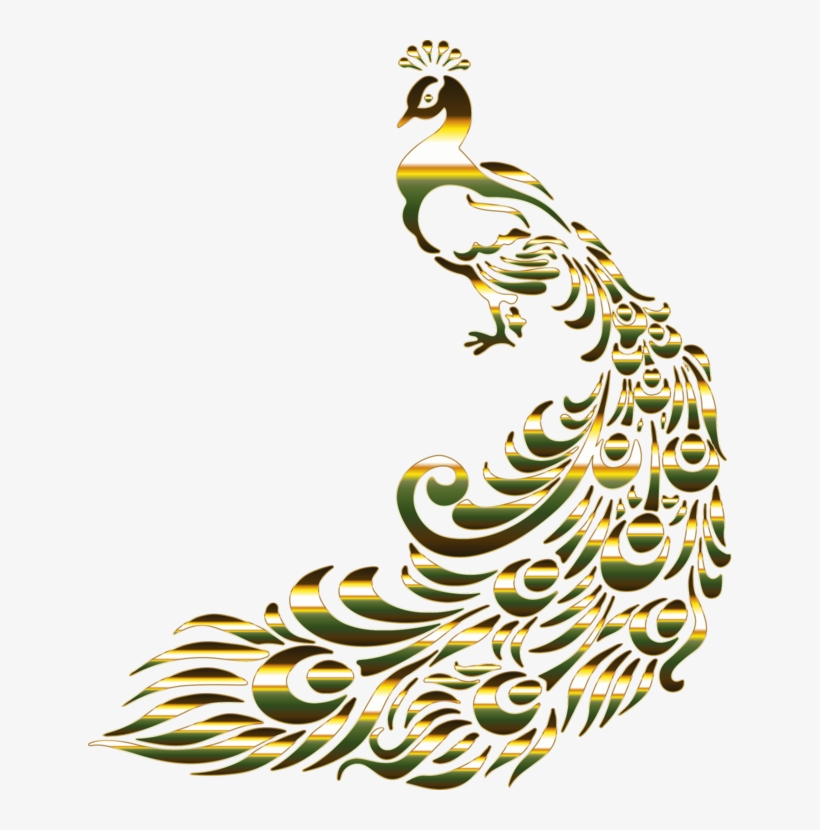 Peafowl Bird Feather Drawing - Peacock Gold Transparent Background, transparent png download