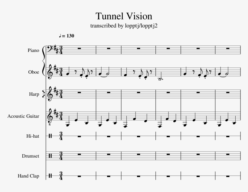 Tunnel Vision Sheet Music 1 Of 9 Pages - Sheet Music, transparent png download
