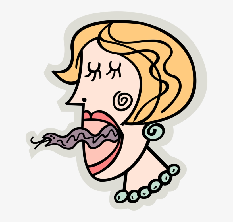 Vector Illustration Of Hypocrite Speaks With Duplicitous - Mulher Lingua De Cobra, transparent png download