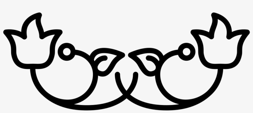 Floral Design With Two Flower At Sides And Branches - Design In Flower Outlines, transparent png download