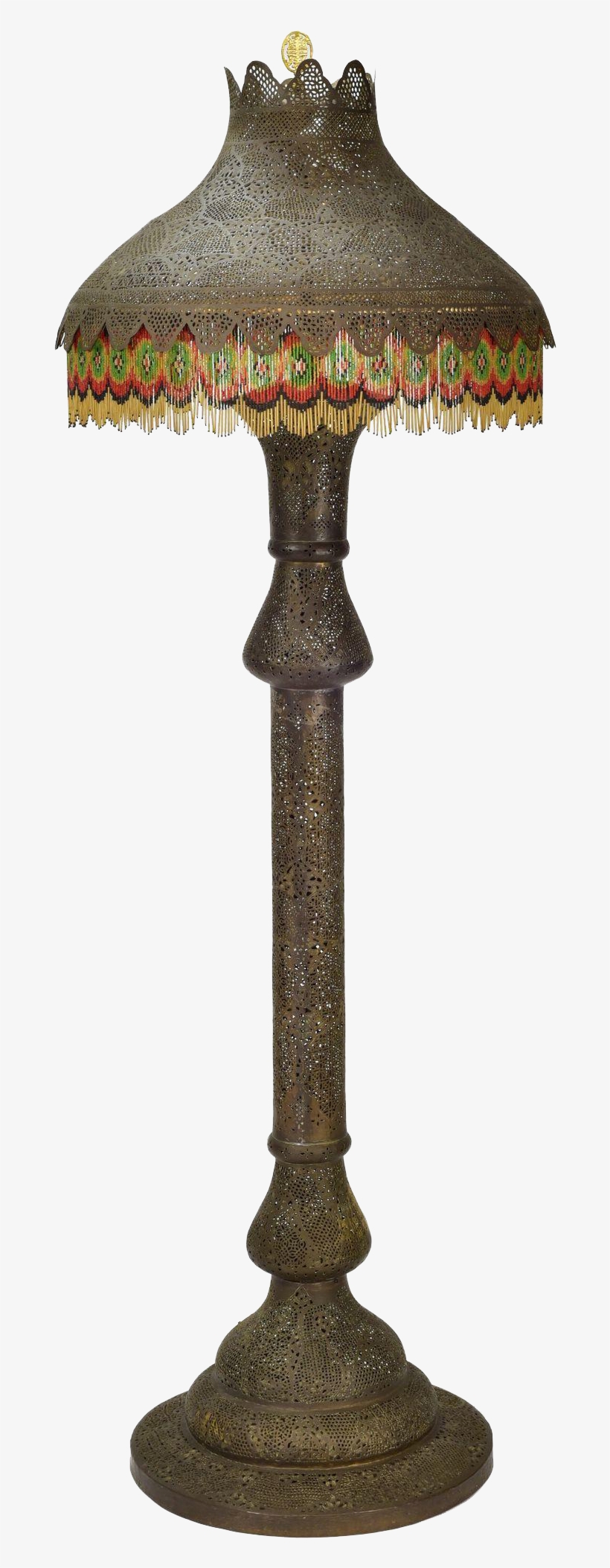 This Towering Antique Pierced Brass Floor Lamp With - Antique, transparent png download