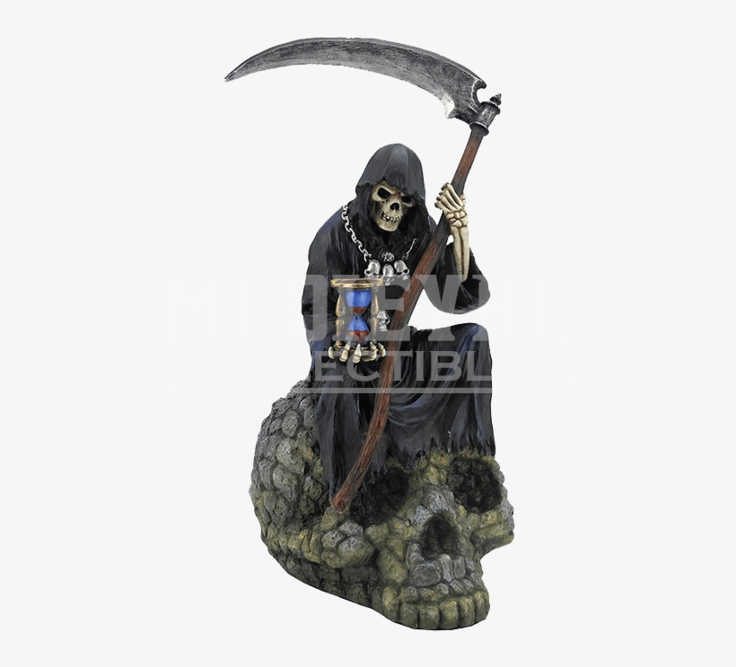 Grim Reaper On Skull - Grim Reaper On Skull Statue, transparent png download