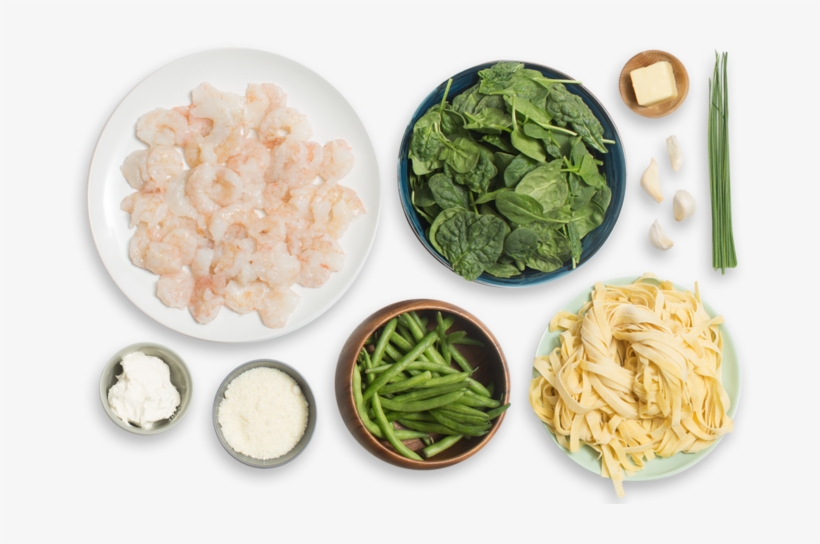 Creamy Shrimp Fettuccine With Sautéed Green Beans & - Spinach Green Beans Pasta, transparent png download