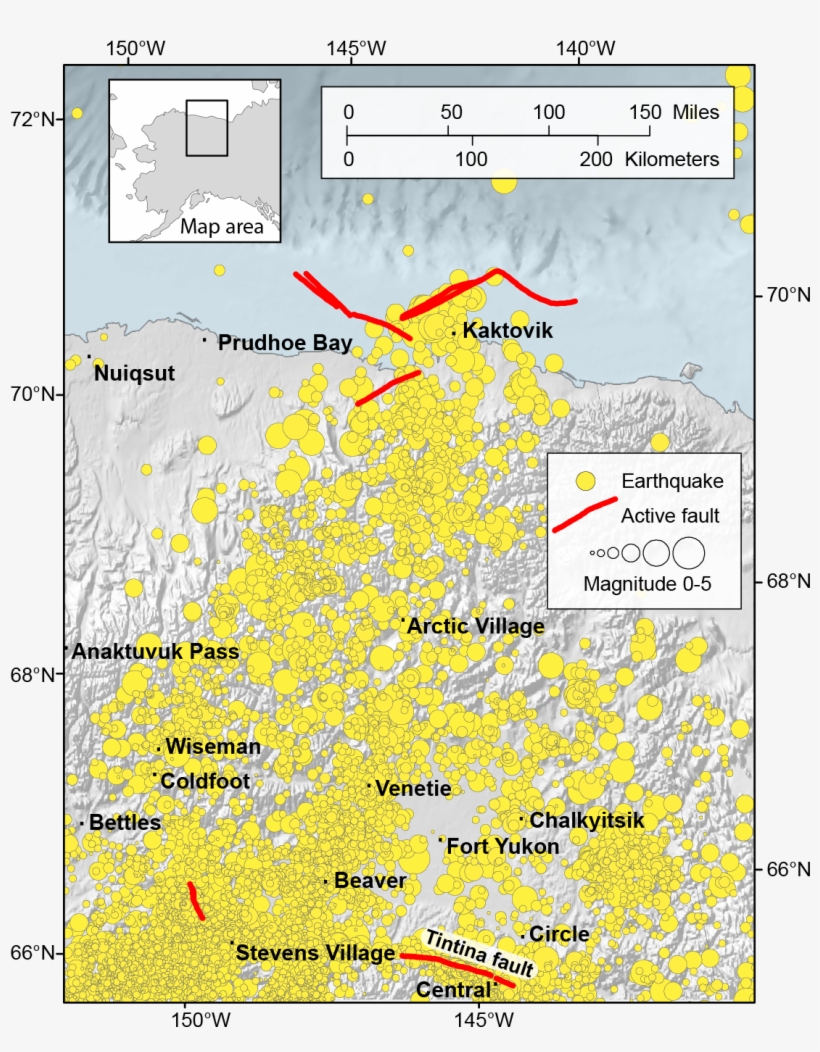 Earthquake Map Of Northeast Alaska - Alaska, transparent png download
