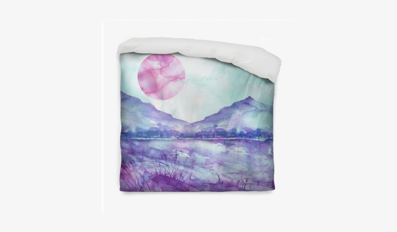 Watercolor Mountain Landscape, Blue, Purple Mountains, - Watercolor Mountains, transparent png download