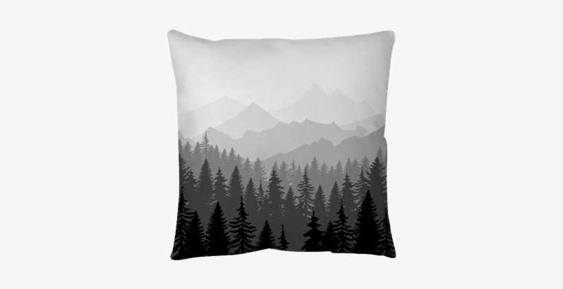 Panorama Of Mountains And Forest Silhouette - Forest Mountain Silhouette, transparent png download