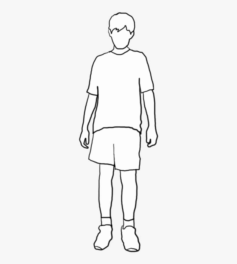 White Silhouette Boy Black Stroke - White Silhouette Of A Boy, transparent png download
