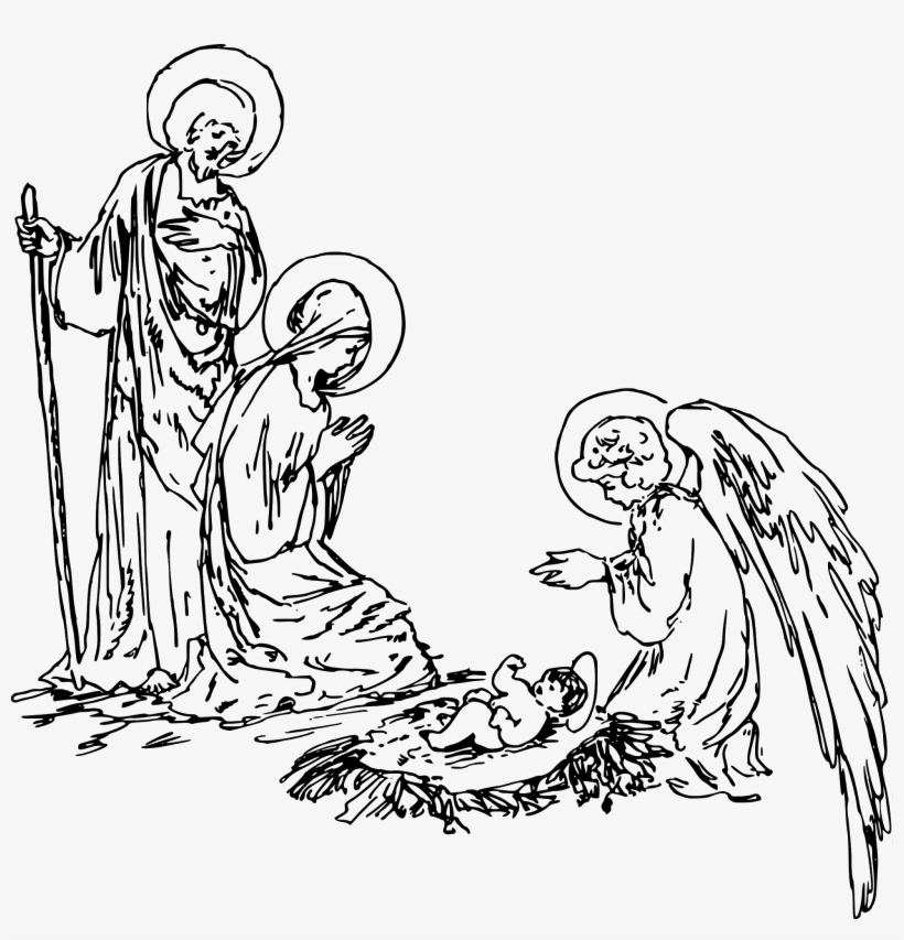 Nativity Clip Art Black And White, transparent png download