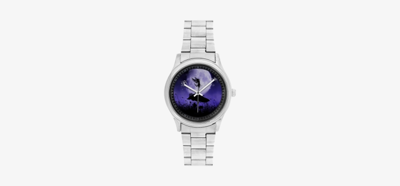 A Beautiful Fairy Dancing On A Mushroom Silhouette - Ambote Custom Audrey Hepburn Metal Watch Stainless, transparent png download