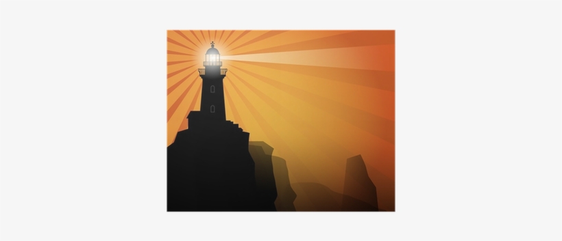 Lighthouse Silhouette On Abstract Background, Vector - Monument, transparent png download
