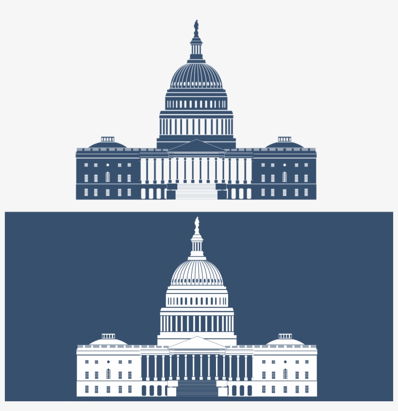 Washington Dc Clipart Capital - Black And White Capitol Building, transparent png download