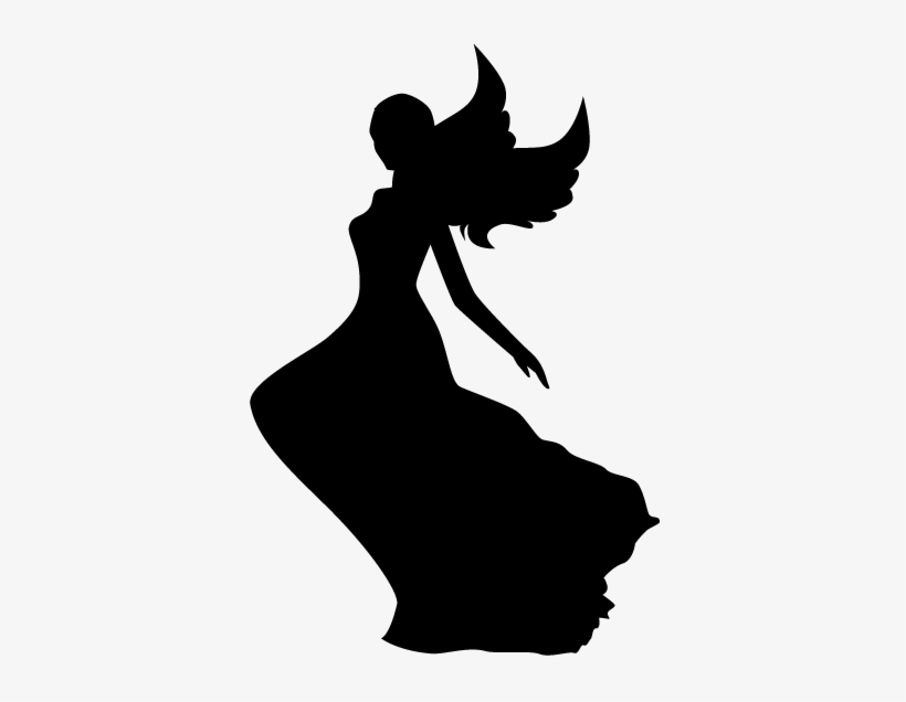 Kids Silhouette Fairy Dress Wall Sticker - Fairy Silhouette, transparent png download