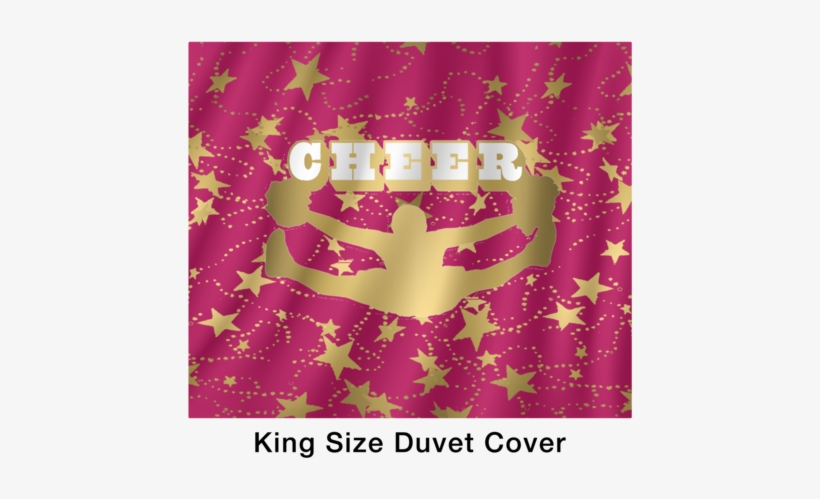 Cheer Silhouette With Stars In Gold And Berry Duvet - Poster, transparent png download