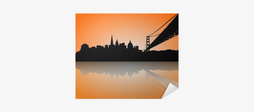 San Francisco Skyline Silhouette Sunset Poster • Pixers® - Bay Area Skyline Drawing, transparent png download