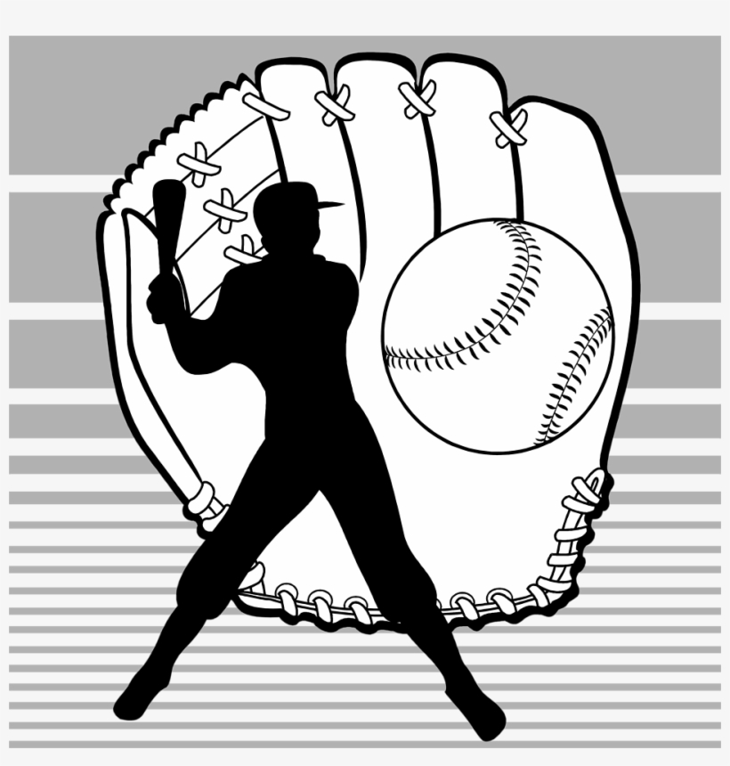 Illustration Of Baseball Equipment And A Batter Silhouette - Baseball, transparent png download