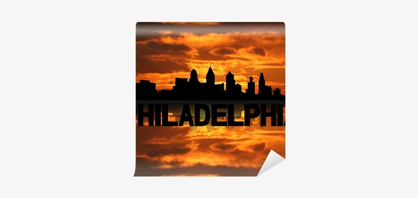 Philadelphia Skyline Reflected With Text And Sunset - Philadelphia Skyline Black And White, transparent png download
