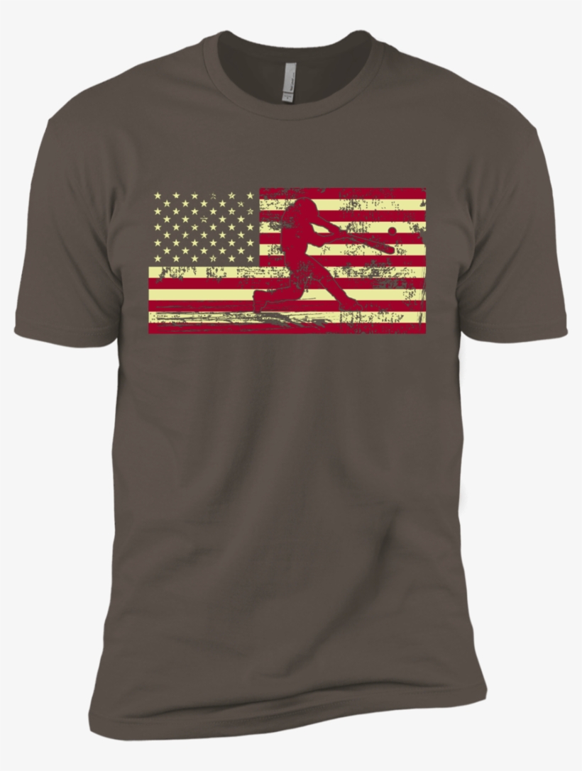 Male Baseball Player Silhouette On The American Flag - Shirt, transparent png download
