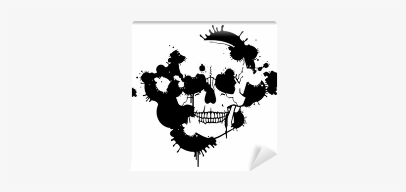 Ink Blots Creating A Skull Silhouette Wall Mural • - Tinten-flecken, Die Eine Schädel-silhouette Postkarte, transparent png download