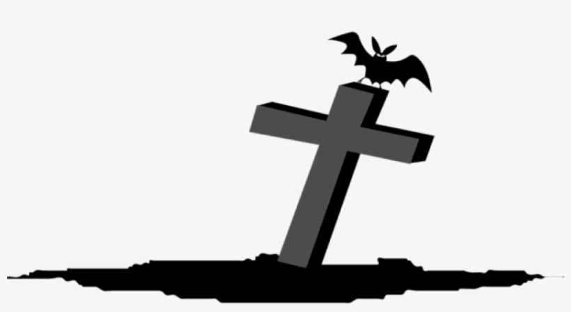 Grave, Halloween, Spooky, Bat, Cross, Graveyard - Cruz Halloween Png, transparent png download