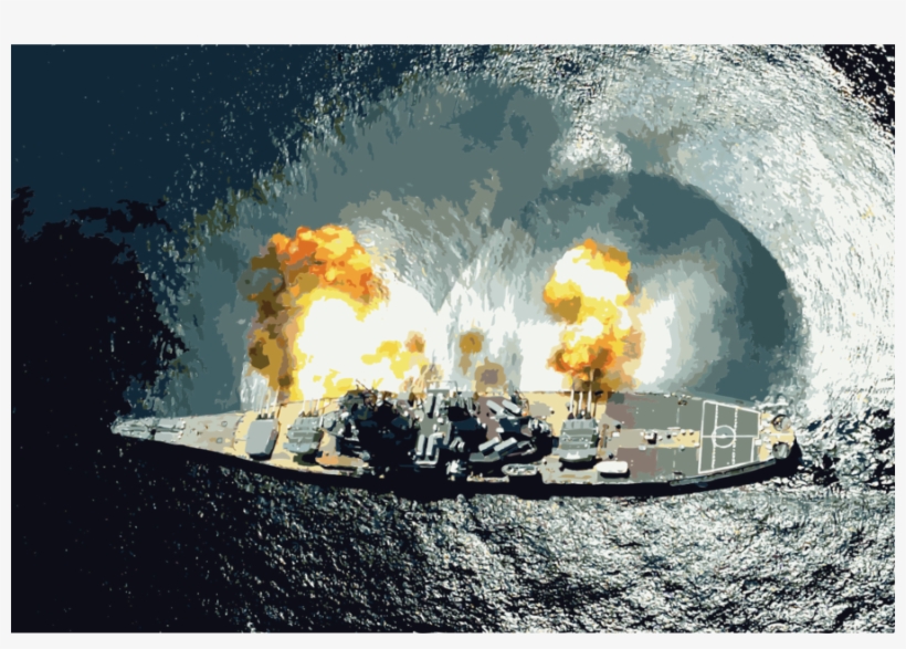Download Uss Iowa Broadside Clipart Uss Iowa Museum - Uss Iowa Firing Broadside, transparent png download