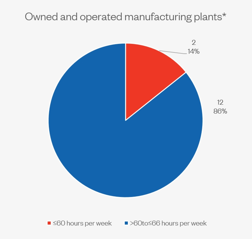 Weekly Work Hours At Mattel Owned And Operated Plants - Plants, transparent png download