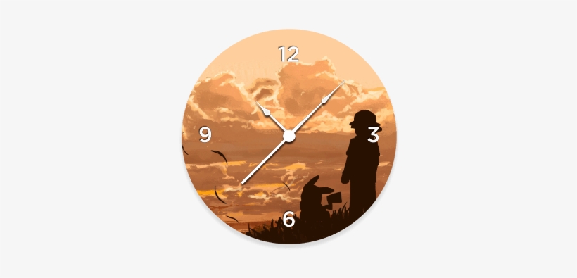 Ash And Pikachu Clock - Silhouette, transparent png download