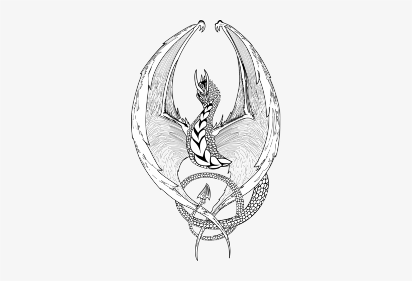 Fantasy Dragon Coloring Page - Vector Dragon, transparent png download