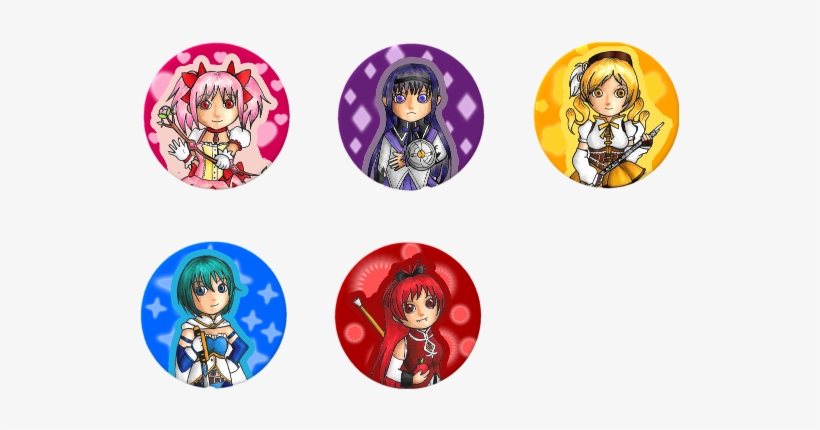 Puella Magi Madoka Magica Character Buttons - Cartoon, transparent png download