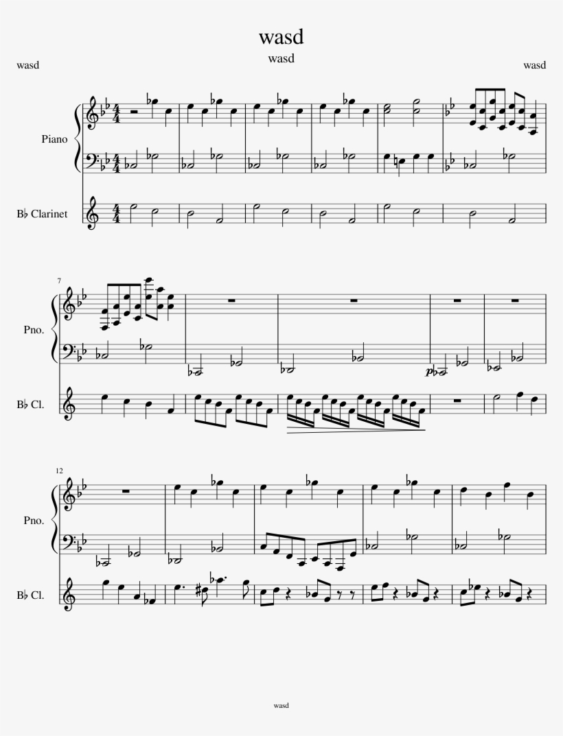 Wasd Sheet Music Composed By Wasd 1 Of 2 Pages - Grey's Anatomy, transparent png download