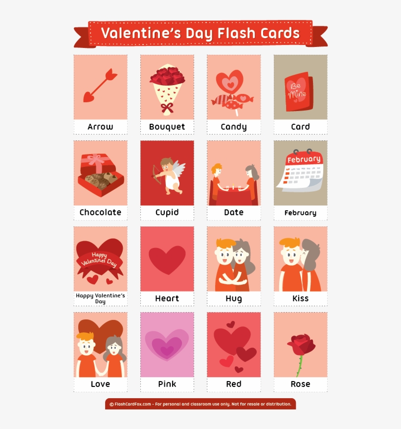 Free Printable Valentine's Day Flash Cards - Flash Valentine Cards, transparent png download