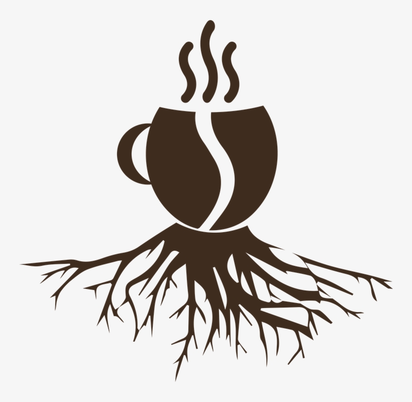 Coffee, Cup, Drink, Roots, Cafe, Hot, Grain, Caffeine - Tree Painting With Roots, transparent png download