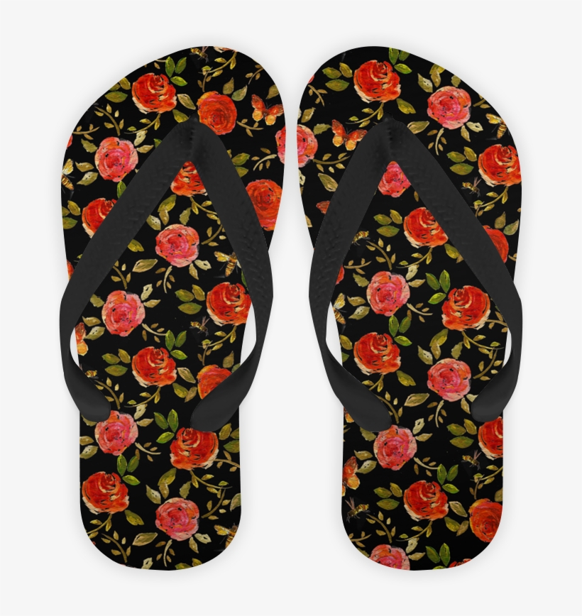 Chinelo Dark Flowers - Flip-flops, transparent png download