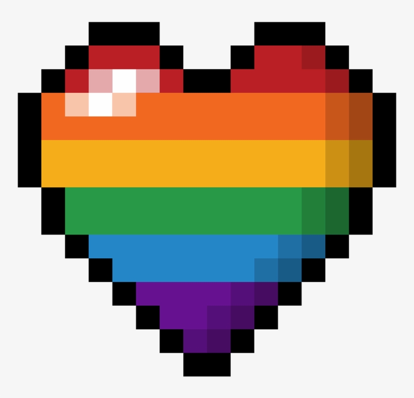Large Heart Made Of Pixels In The Colors Of The Lgbt - 8 Bit Heart, transparent png download