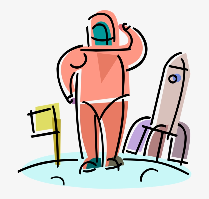 Lands On Planet Surface Image Illustration Of - Astronaut, transparent png download