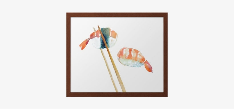 Watercolor Sushi With Shrimp - Watercolor Painting, transparent png download