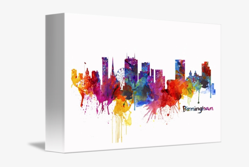 Birmingham Watercolor Skyline By Marian Voicu - Watercolor Painting, transparent png download